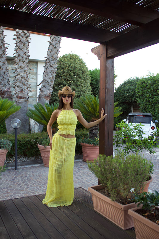set plisse giallo